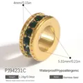 Gold-plated stainless steel spacer bead with green crystals for DIY jewelry designs - Green Pave Spacer Bead (PJ94231C) / 1 Piece
