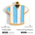 Argentina-style blue and white striped soccer jersey pendant in gold-plated steel - Blue and White Striped Jersey Pendant (PJ94148A) / 14.4x12.6mm / Blue and White