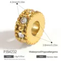 Premium gold-plated stainless steel spacer bead with rhinestones for DIY jewelry making craft. - Dense Inlaid Large Hole Bead (PJ94232) / 1 Piece