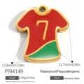 Red and green stainless steel jersey pendant charm with number 7 for DIY jewelry - Number 7 Soccer Jersey Pendant (PJ94149) / 13.8x11.7mm / Red and Green (Number 7)