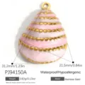Pink enamel shell pendant crafted from waterproof stainless steel for unique jewelry DIY - Pink Enamel Shell Pendant (PJ94150A) / 31.2x21.5mm / Pink
