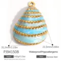 Blue enamel seashell pendant in gold-plated stainless steel for jewelry DIY - Sky Blue Enamel Shell Pendant (PJ94150B) / 31.2x21.5mm / Sky Blue