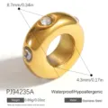 8.7mm gold-plated stainless steel spacer bead with rhinestones for DIY jewelry making - White Zirconia Scalloped Bead (PJ94235A) / 1 Piece
