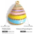 Vibrant enamel striped teardrop pendant in high-quality stainless steel for DIY jewelry - Water Drop Striped Enamel Pendant (PJ94150C) / 31.2x21.5mm / Rainbow Striped