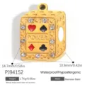 Gold plated stainless steel poker machine charm pendant for creative DIY jewelry making - Poker Slot Machine Pendant (PJ94152) / 14.7x10.9mm / Gold