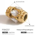 Gold plated stainless steel spacer bead with clear crystal inlay for DIY jewelry - Teardrop Zirconia Spacer (PJ94237) / 1 Piece