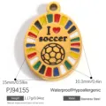 Stainless steel soccer charm with colorful enamel and I love soccer text for DIY jewelry. - Yellow Heart Soccer Pendant (PJ94155) / 15x10.3mm