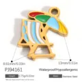 Enamel gold-plated stainless steel beach chair pendant charm with colorful umbrella - Beach Chair & Umbrella Pendant (PJ94161) / 13x8.61mm