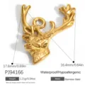 Gold stainless steel reindeer head pendant for DIY jewelry making - Deer Head Style (PJ94166) / 17.6x16.4mm / Gold