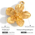 Elegant gold-plated stainless steel flower pendant charm for DIY jewelry accessory - Flower Shape Style (PJ94167) / 24.1x21mm / Gold