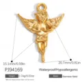Gold plated stainless steel angel charm pendant with size and weight details for DIY jewelry - Little Angel Style (PJ94169) / 20.7x15.1mm / Gold