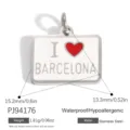 Stainless steel Barcelona themed rectangle pendant for DIY necklace bracelet making - Barcelona Souvenir Style (PJ94176) / 15.2x13.3mm / Silver
