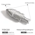Polished stainless steel fish charm pendant for DIY jewelry making - Realistic Fish Shape Style (PJ94184) / 23.8x7.54mm / Bright Silver
