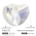 Faceted iridescent heart-shaped crystal pendant with stainless steel technical specs - Opal Texture Heart Style (PJ94179) / 14.3x13.8mm / Milky White