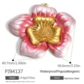 Grande ciondolo a forma di fiore in acciaio inox rosa e oro per gioielli. - Ciondolo Floreale (PJ94137) / Oro + Sfumatura Rosa