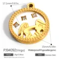 Goldener Edelstahl Jungfrau Sternzeichen Anhänger mit funkelnden Strasssteinen für DIY-Schmuck - Jungfrau (PJ94092)
