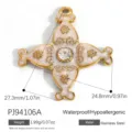Dainty stainless steel cross pendant featuring white enamel and a central clear gemstone - Cream White Cross Flower Rhinestone (PJ94106A)