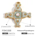 Elegant gold-plated stainless steel ocean style cross pendant with blue enamel and crystal - Light Blue Cross Flower Rhinestone (PJ94106B)