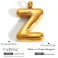 Pendentif lettre Z en acier inoxydable doré style ballon avec dimensions - Lettre Bulle Z (PJ91955Z)