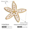 Grande ciondolo a stella marina in smalto bianco e acciaio inossidabile dorato - Stile Stella Marina Bianca Grande (PJ94084A)