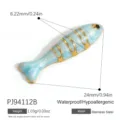Ocean-style light blue fish pendant charm in gold-plated stainless steel for DIY jewelry - Blue Texture Fish Style (PJ94112B)