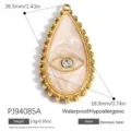 Ciondolo a goccia d'acqua in acciaio inossidabile dorato con malocchio e strass luccicanti - Stile Goccia Malocchio Beige (PJ94085A)