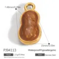 Gold-plated stainless steel peanut shaped charm pendant for DIY jewelry making accessories - Peanut Drip Oil Style (PJ94113)