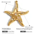 Ciondolo a stella marina in acciaio inossidabile dorato con cristalli per gioielli DIY - Stile Stella Marina In Pietra A Cinque Colori (PJ94086A)