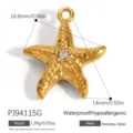 Gold stainless steel starfish pendant with crystal detail for DIY jewelry making - Gold Starfish Rhinestone Style (PJ94115G)
