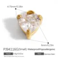 Gold-plated stainless steel heart pendant with crystal for DIY jewelry making - Gold Heart Prong Rhinestone Small (PJ94116G)