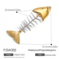 Ciondolo a lisca di pesce in acciaio inossidabile oro e argento con peso e dimensioni - Stile Lisca Di Pesce Bicolore (PJ94088)