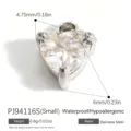 Heart-shaped stainless steel pendant charm with clear crystal inlay for DIY jewelry - Silver Heart Prong Rhinestone Small (PJ94116S)