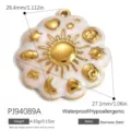 Pendaglio celeste sole e luna in acciaio inossidabile dorato con smalto bianco - Stile Simboli Celesti Bianchi (PJ94089A)