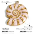Ciondolo a conchiglia nautilus in acciaio inossidabile rosa e oro con dimensioni - Stile Conchiglia Rosa (PJ94090)