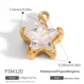 Premium gold-plated stainless steel star pendant with faceted crystal detail for jewelry DIY - Five-Pointed Star Large Rhinestone (PJ94120)