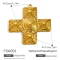 Ciondolo a croce in acciaio inossidabile placcato oro testurizzato per gioielli DIY - Stile Croce A Spirale (PJ94091)