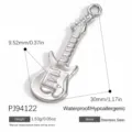 Stainless steel guitar shaped jewelry pendant charm for DIY jewelry with weight and size - Silver Guitar Style (PJ94122)