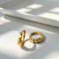 Elegantes pendientes de aro en plata S925 bañados en oro con diseño de cuentas - Plata 925 / Dorado