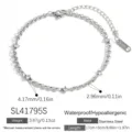 Bracciale in acciaio inossidabile argento con zirconi e catena regolabile - Stile Argento (SL41795S)
