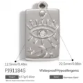 Pendentif céleste œil protecteur en acier inoxydable avec strass finition argent - Style Rectangle Mauvais Œil (PJ91184S)