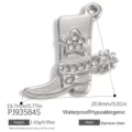 Silver stainless steel cowboy boot pendant with sparkling rhinestones for DIY jewelry making - Rhinestone Cowboy Boot Silver (PJ93584S)
