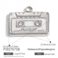 Stainless steel cassette tape pendant with inlaid crystals for DIY jewelry making - Silver Cassette Rhinestone (PJ93767SB)
