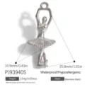 Elegant silver stainless steel ballerina charm pendant for DIY jewelry making accessories - Ballet Dancer Silver (PJ93940S)