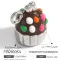 Bunter 3D Cupcake-Anhänger aus Edelstahl mit Maßangaben für DIY-Schmuckherstellung - Cupcake A (PJ92800SA)