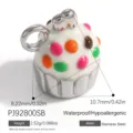Edelstahl-Emaille-Anhänger in Cupcake-Form mit bunten Punkten für DIY-Schmuckbau - Cupcake B (PJ92800SB)