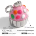 Wasserdichter Edelstahl-Anhänger in Cupcake-Form mit bunten Punkten für DIY-Schmuck - Cupcake C (PJ92800SC)