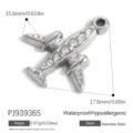 Flugzeug-Anhänger aus silberfarbenem Edelstahl mit Kristallen für die DIY-Schmuckherstellung - Flugzeug (PJ93936S)