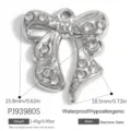 Silberner Edelstahl-Schleifenanhänger mit Strass, 15,8x18,5mm Detailansicht - Schleife B (PJ93980S)
