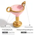 Rosa und goldfarbener Edelstahl-Anhänger in Martini-Glas-Form mit Gewichtsangaben - Martiniglas A (PJ93982GA)