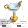 Hochwertiger vergoldeter Edelstahl Anhänger in Martini Glas Form, blau Emaille - Martiniglas B (PJ93982GB)